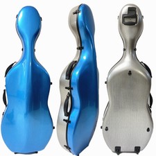 Blue /Gray color carbon fiber composite cello case 4/4 with wheels