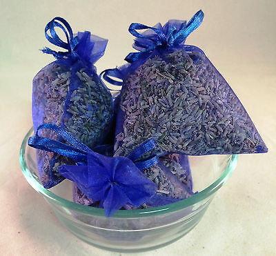 Set of 80 Lavender Sachets made with Royal Blue Organza Bags 