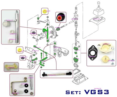 Rep.Satz Schaltung Schaltgestänge VW Golf 3 Kombi 1.8i 2.0i 1.9D TD SDI + syncro