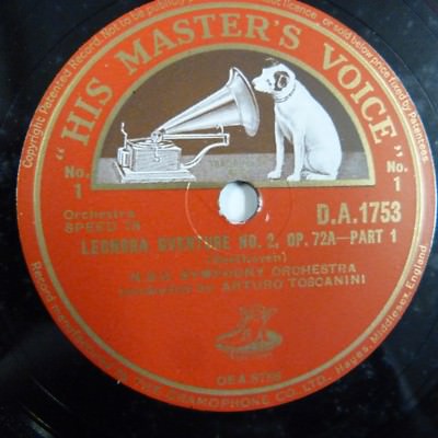 78rpm A TOSCANINI+ NBC SYNPHONIY ORCH.  leonora overture no 2 op 72a part 1 + 2