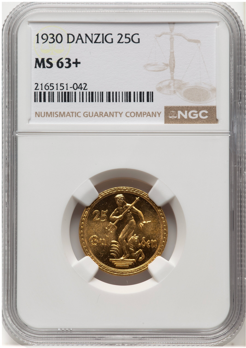 Germany 1930 Danzig (Gdansk): Free City gold 25 Gulden NGC MS63+