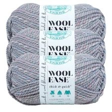 (3 Pack) Lion Brand Yarn 640-544E Wool-Ease Thick & Quick Bulky Yarn, StormFront