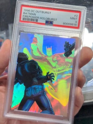 1996 FLEER DC OUTBURST FIREPOWER Batman Holoburst,PSA 9. POP 2, Only 1 Higher! 
