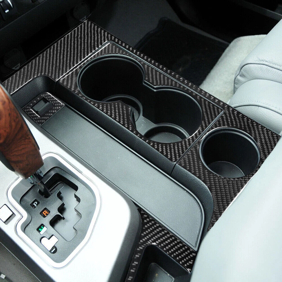 Para Toyota Tundra 2007-2013 Consola de fibra de carbono Copa de agua Marco Panel Borde 4 piezas Foto 4 de 4