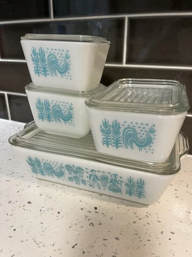 Vintage Pyrex Amish Butterprint Refrigerator Dish Set Fridgies 501(2), 502, 503