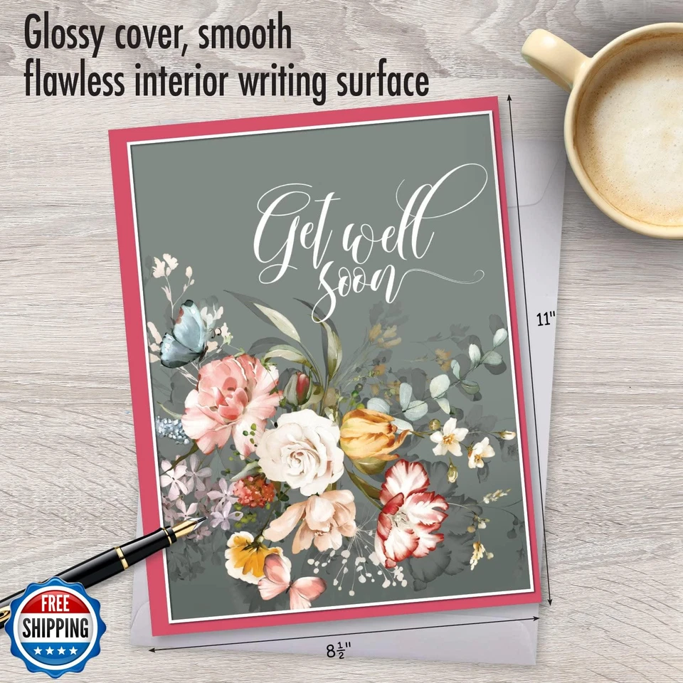 NobleWorks Jumbo Get Well Paper Card From Us 8.5 x 11 Inch with Envelope (1 P - Image 2 of 4