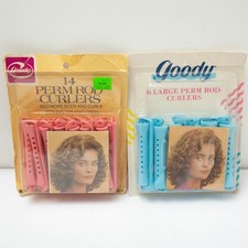 1980s Goody Perm Rod Hair Curlers Blue and Pink Sealed Permanent Wave Rods