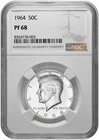 1964 50c Silver Proof Kennedy Half Dollar NGC Graded PF 68 with New Holder