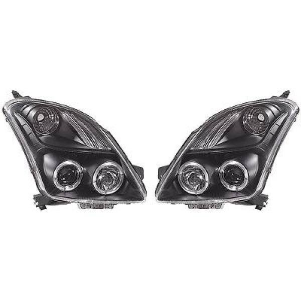 LHD Scheinwerfer Projektor Paar Angel Eyes Klar Schwarz H1 Suzuki Swift 05-10-image