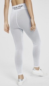 Calvin Klein Womens Ribbed High Waist Workout Leggings | White & Black | Size M