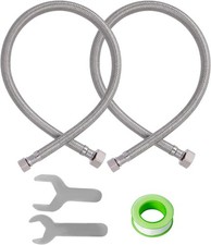 2 Pack 24 Inch Faucet Supply Lines, 3/8" Female Comp Thread x 1/2" FIP Thread