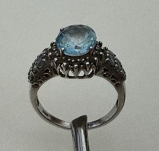 Pre-owned Unbranded Vintage Light Blue Topaz Gem 925 Sterling Silver Size 8 Ring