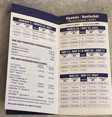 2025 Hyannis/Nantucket High Speed & Traditional Ferry Schedule *NEU* - Bild 4 von 6