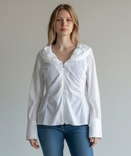 Cache NEW cotton white blouse L NWOT