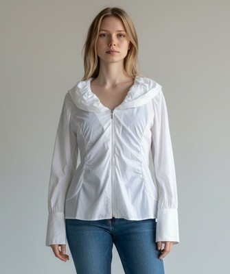 Cache NEW cotton white blouse L NWOT