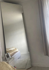 Large Framed Clear Glass Rectangular Full-Length Leaning Mirror for Bedroom