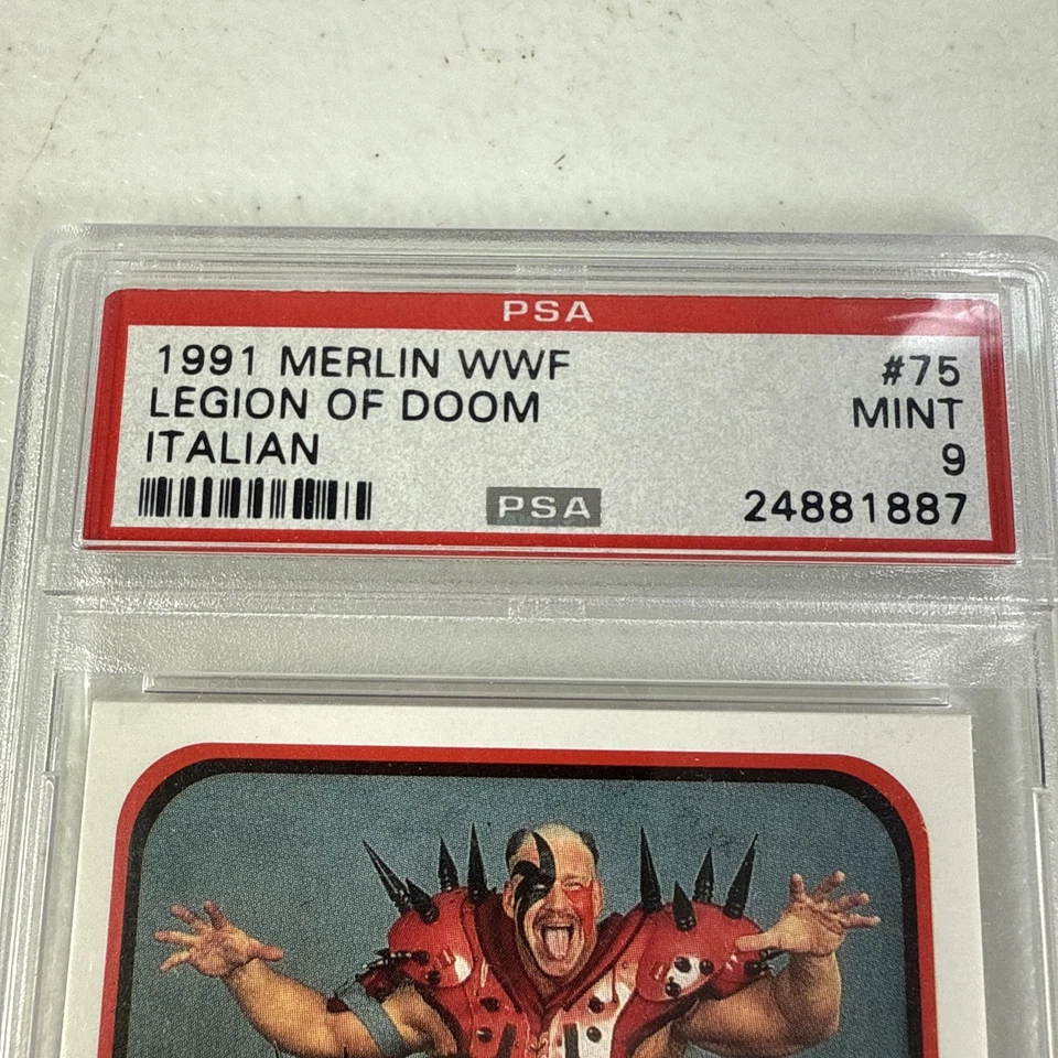 1991 Merlin WWF Legion of Doom Road Warriors #75 PSA 9 Italian Wrestling Card - Image 3 of 4