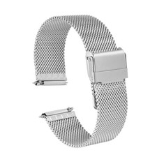 316L Stainless Steel Mesh Watch Band 21mm Quick Release Adjust Strap, Silver