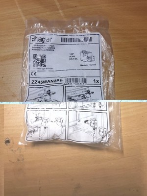 Hager ZZ45WAN2PP RJ45-Buchse in Patch/Patch Ausführung 180° für WAN, CAT 6A,IP20