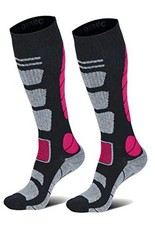 Ski Socks Merino Wool Thermal Knee High Winter Large Pink Pink 2 Pairs