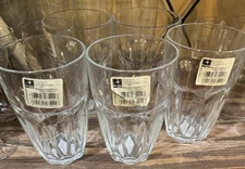 5 Bormioli Rocco Tumbler 18 Oz Perugia Clear Glass Arched Panels 5.25” NOS