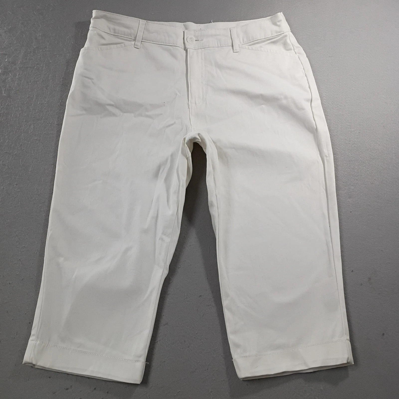 St Johns Bay Capri Pants Womens 14 Secretly Slender High Rise Cropped White