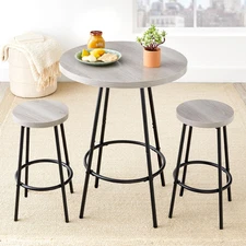 Bistro Dining Set 3 Piece, Modern round Counter Height Pub Table, Compact High T