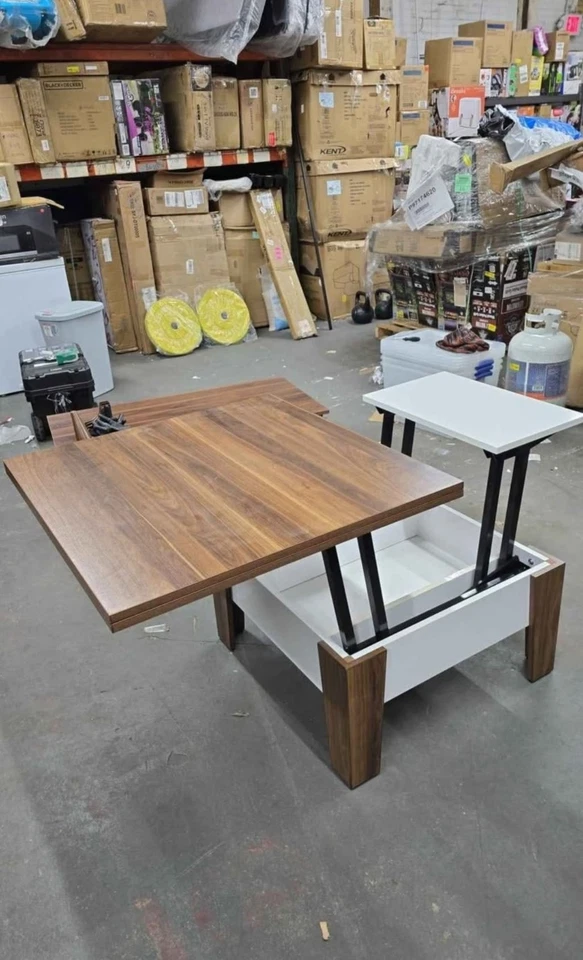 Lift Top咖啡桌,小桌子转换为餐桌/书桌(WalNut) — 第 2/4 张图片