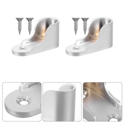 2 Pcs Clothes Rod Bracket Closet Holders for Wall Pole with Socket Support