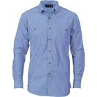 SALE DNC Workwear Mens Cotton Chambray Shirt Twin Pocket Long Sleeve Casual 4102