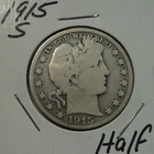 1915-S San Francisco Mint Silver Barber Half Dollar