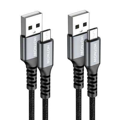 HOTNOW Micro USB Cable 6ft 2pack, A to 2.0 Data 6FT+6FT, Black 