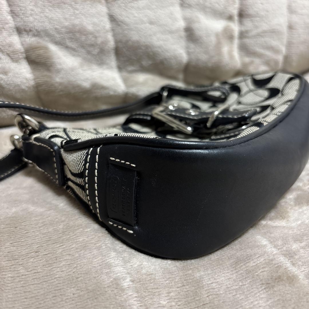 Coach One Shoulder Bag Soho Signature Canvas Leather Black