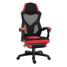 Vinsetto Sedia da Ufficio Ergonomica e Reclinabile con Poggiapiedi Nera e Rossa