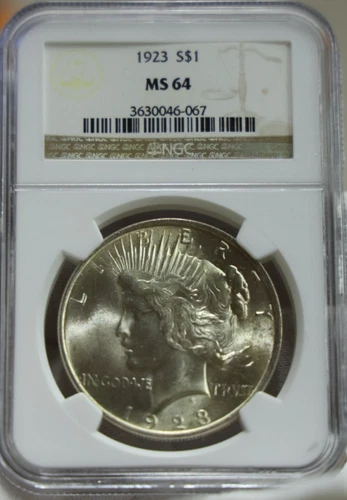 1923 US Peace Silver Dollar $1 NGC MS64