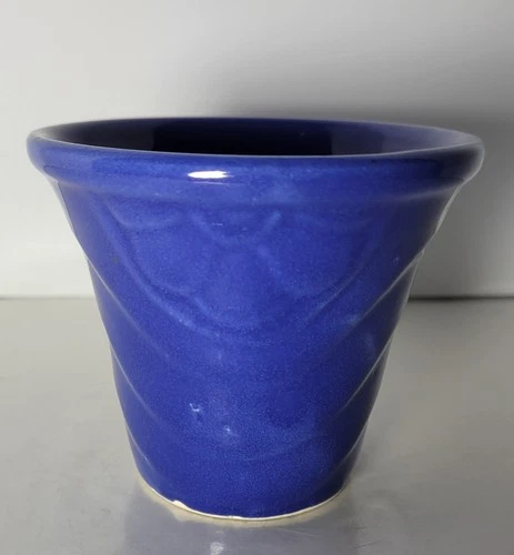 Vintage Shawnee Pottery USA Royal Blue Daisy Planter 3"