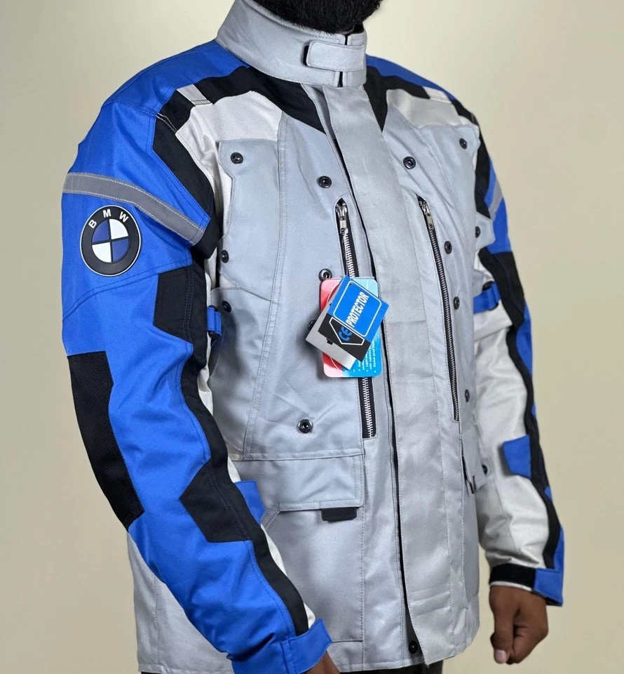 BMW Rallye touring & adventure grey/blue jacket for men's Motorcycle all Size - Image 4 of 4