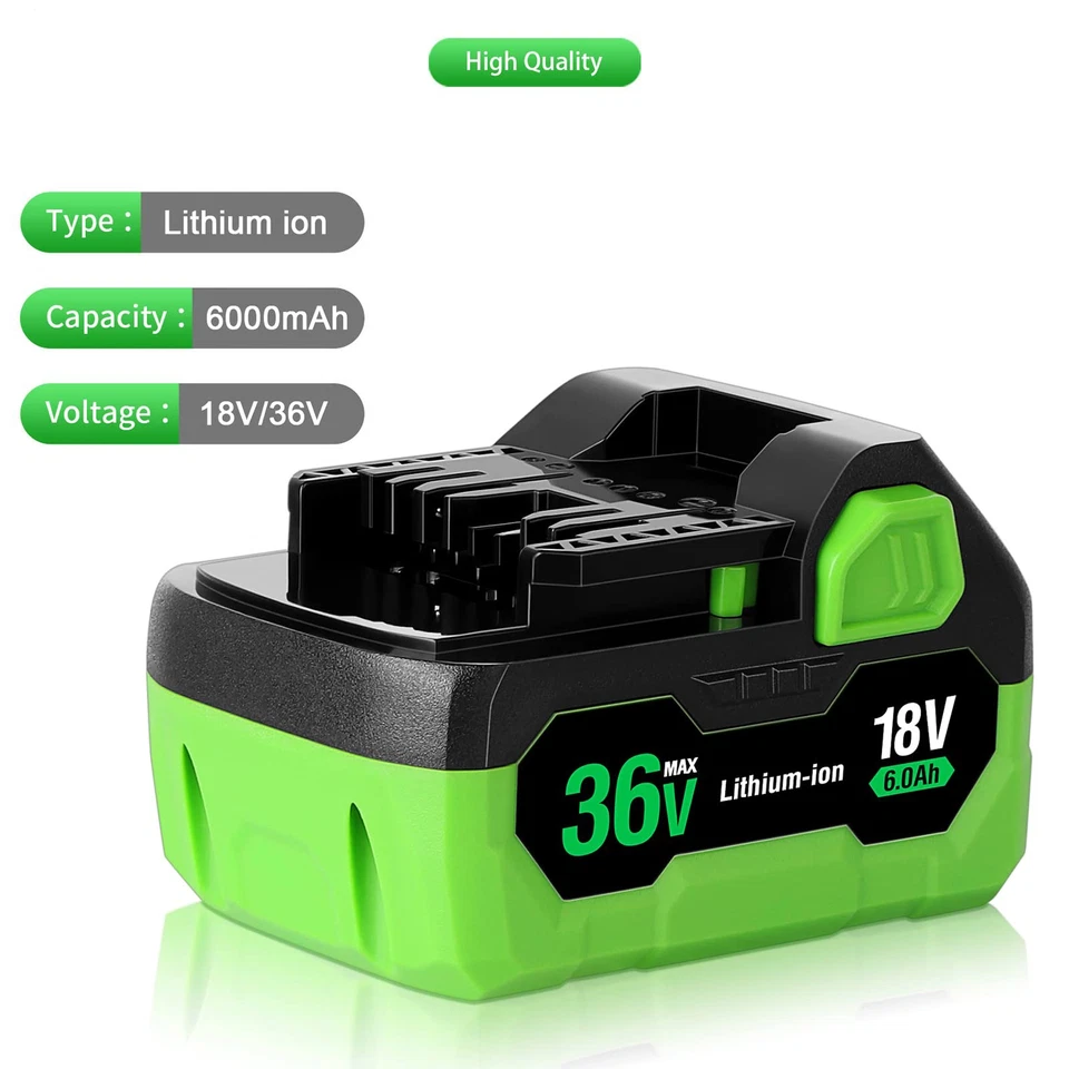 Batería para Metabo HPT BSL36A18 Li-Ion Multi Voltios 372121M BSL36B18 36V/18V 6.0Ah Foto 3 de 4