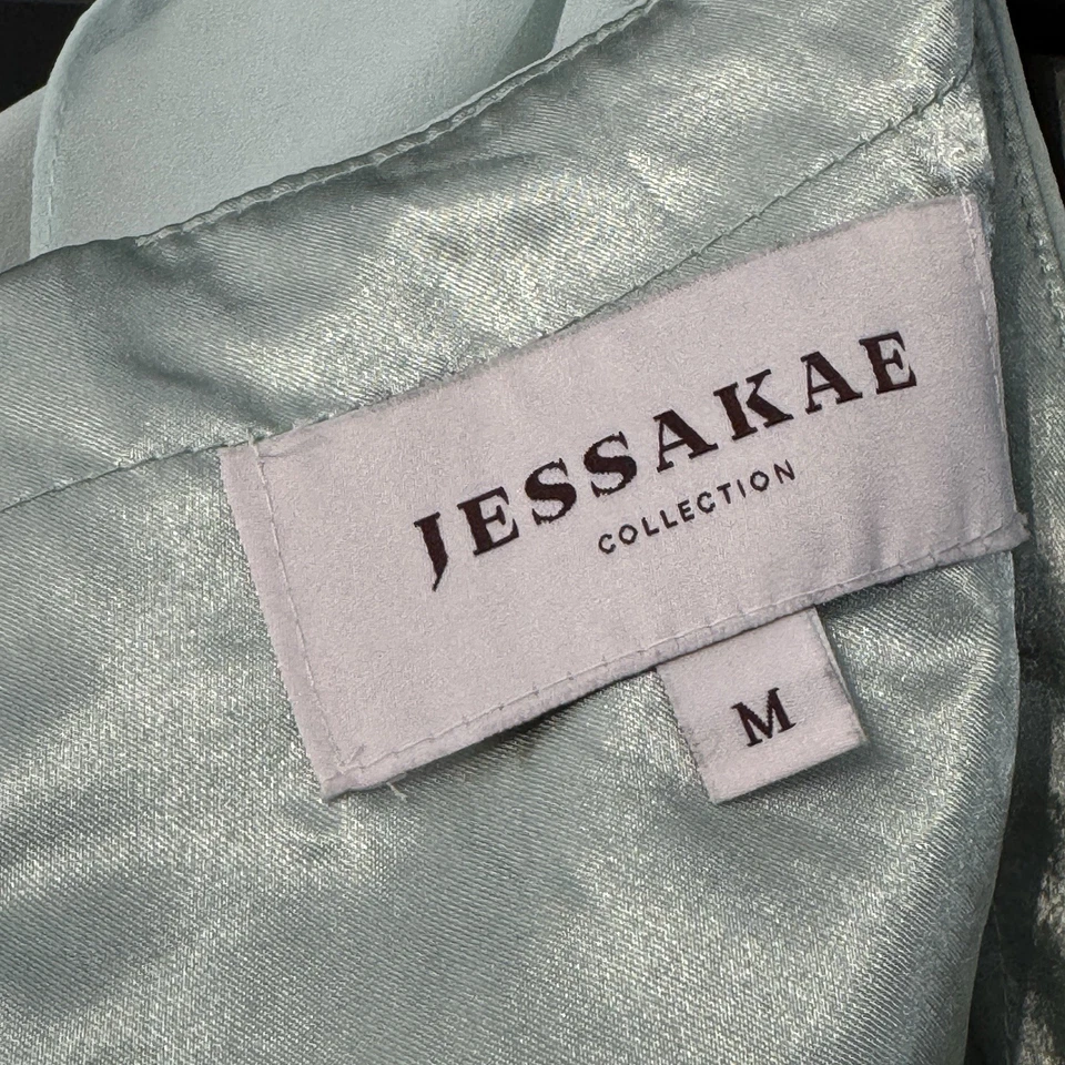 Vestido formal acanalado manga volantes M verde menta colección Jessakae Foto 4 de 4