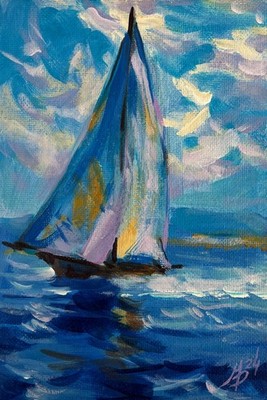 Acrylic Painting Sailing Holidays M. Patskan Unframed Original nAAA4837