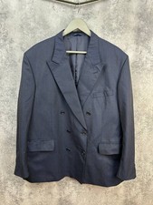 Christian Dior Monsieur Navy Double Breasted Striped Wool Suit 80s-90s / 44S Fit