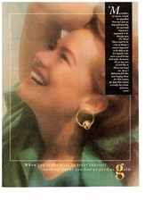 Smithsonian Jewelry Gold Earrings Vintage 1990 Print Ad