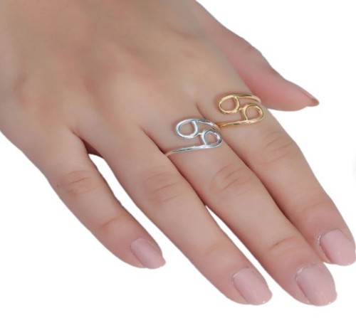 CANCER Zodiac Sign Ring, Horoscope Ring, 925 Sterling Silver Cancer Symbol Ring  - Picture 4 of 5