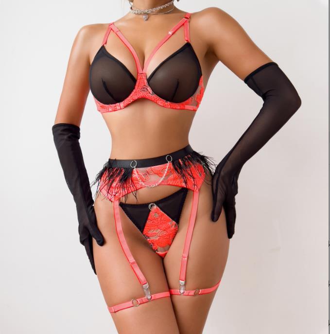 New Arrival Sexy Lady Luxury Lingerie Set Sleepwear Dress Party with Gloves 