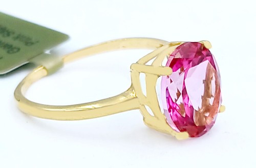 ANELLO ZAFFIRO ROSA ORIGINALE 3,35 Cts ORO MASSICCIO 10k - Servizio di valutazione gratuito -NUOVO CON ETICHETTE