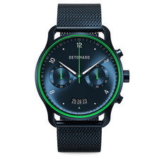 DETOMASO SORPASSO Herren Chronograph Blau Grün Mesh Milanese Dunkelblau