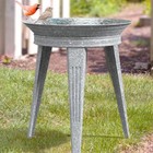 Panacea Vintage Metal Bird Bath and Stand, Galvanized 82930