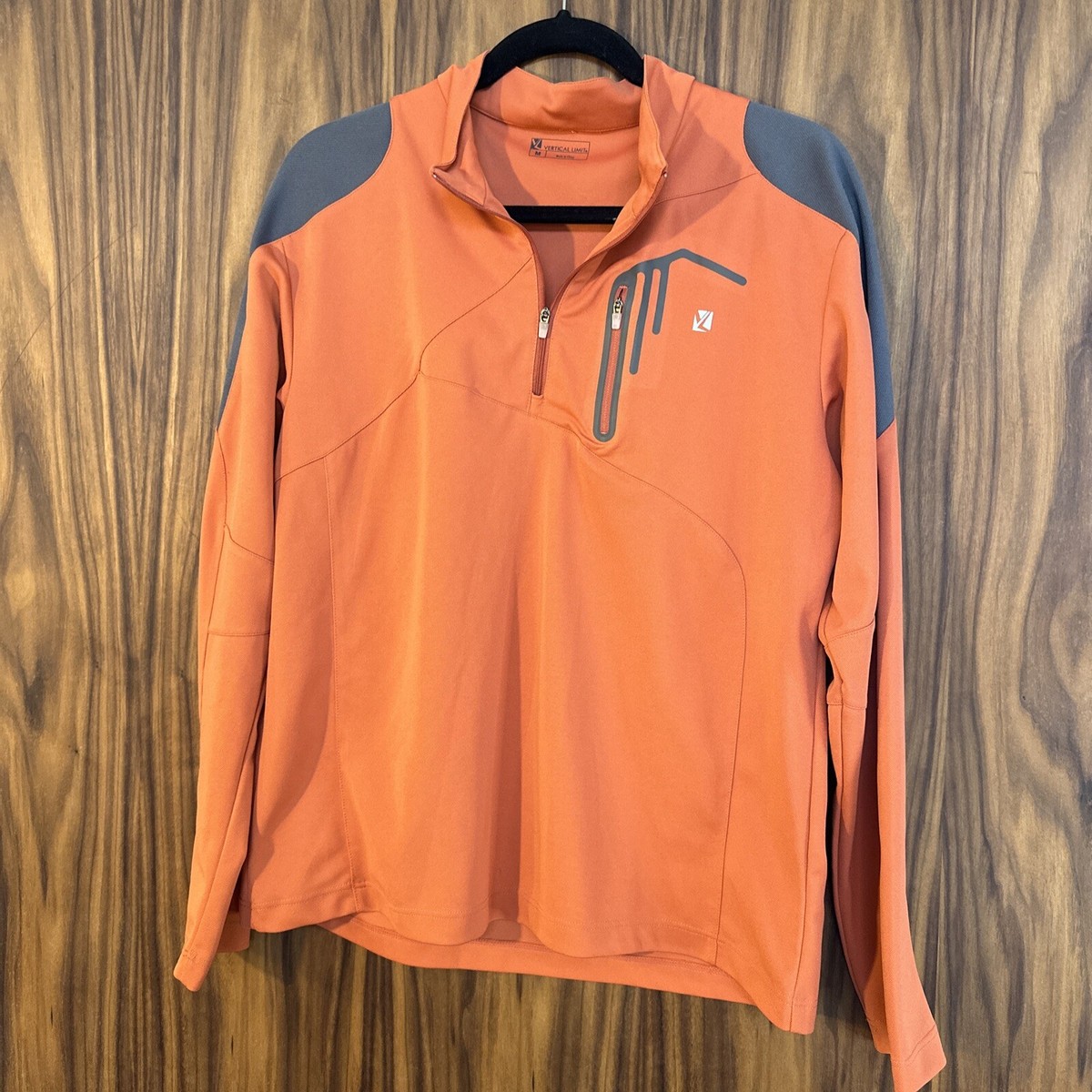 Vertical Limit 1/4 Zip Long Sleeve Pullover Orange 100% Polyester