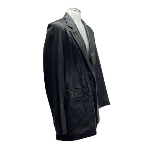Vintage 00s DENIM & CO Womens S Soft Leather Jacket Oversized Boyfriend Blazer - Picture 3 of 21