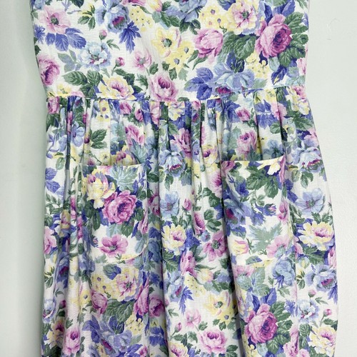 Handmade Girl's Size 7/8? Floral Sleeveless Sundress Cottage Core Pockets Purple - Picture 6 of 9